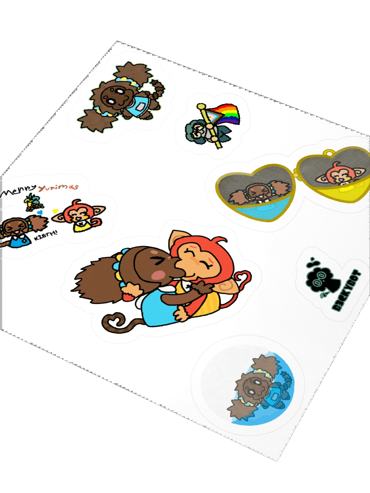 SILLY MONKEY YURI STICKERSHEET!! product image (5)