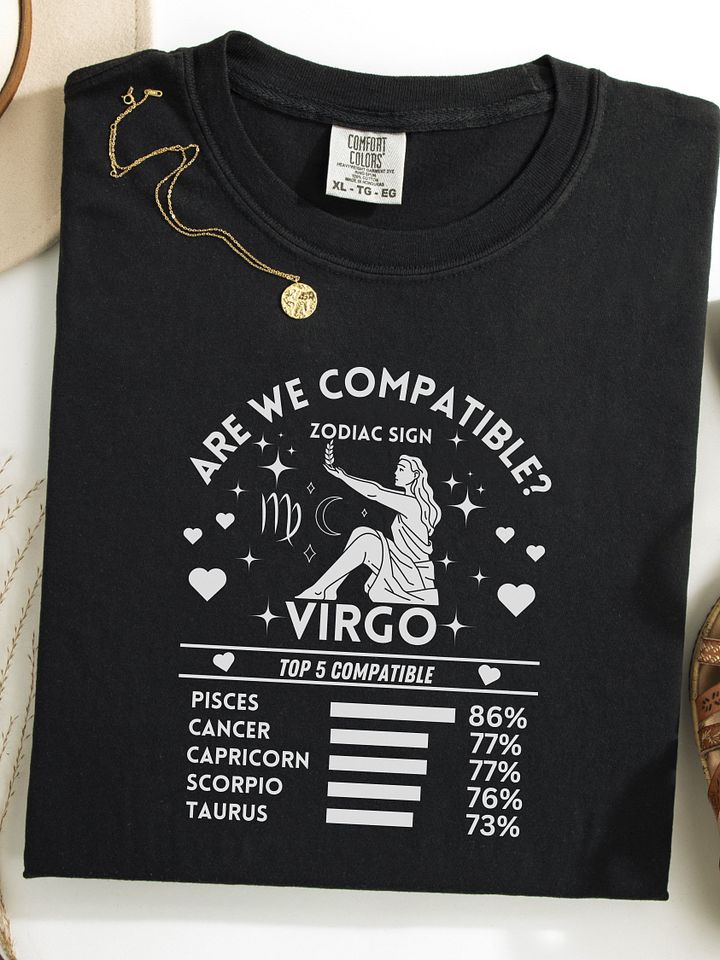 Virgo Zodiac Sign Romantic Compatibility T-Shirt - Dark Comfort Colors 1717 product image (1)