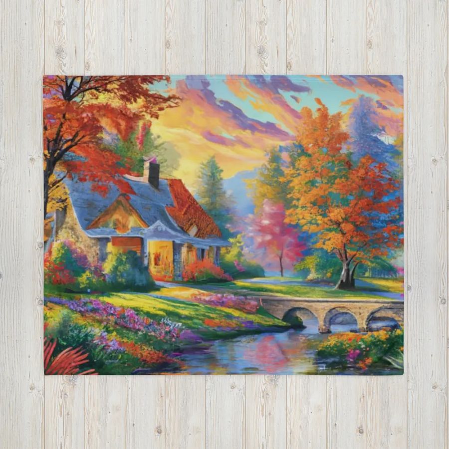 Tranquil Landscape Cottage Throw Blanket product image (7)