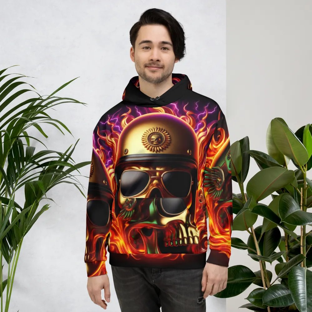 Golden Flame Skull - Unisex Skull Hoodie #55 product image (4)