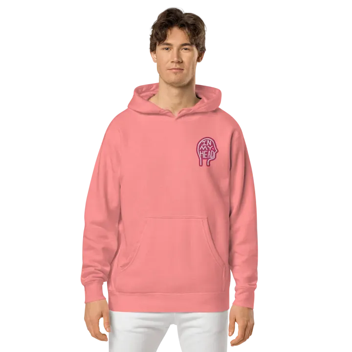 In My Head (L.C. pink bubble design 2) embroidered pigment hoodie product image (2)