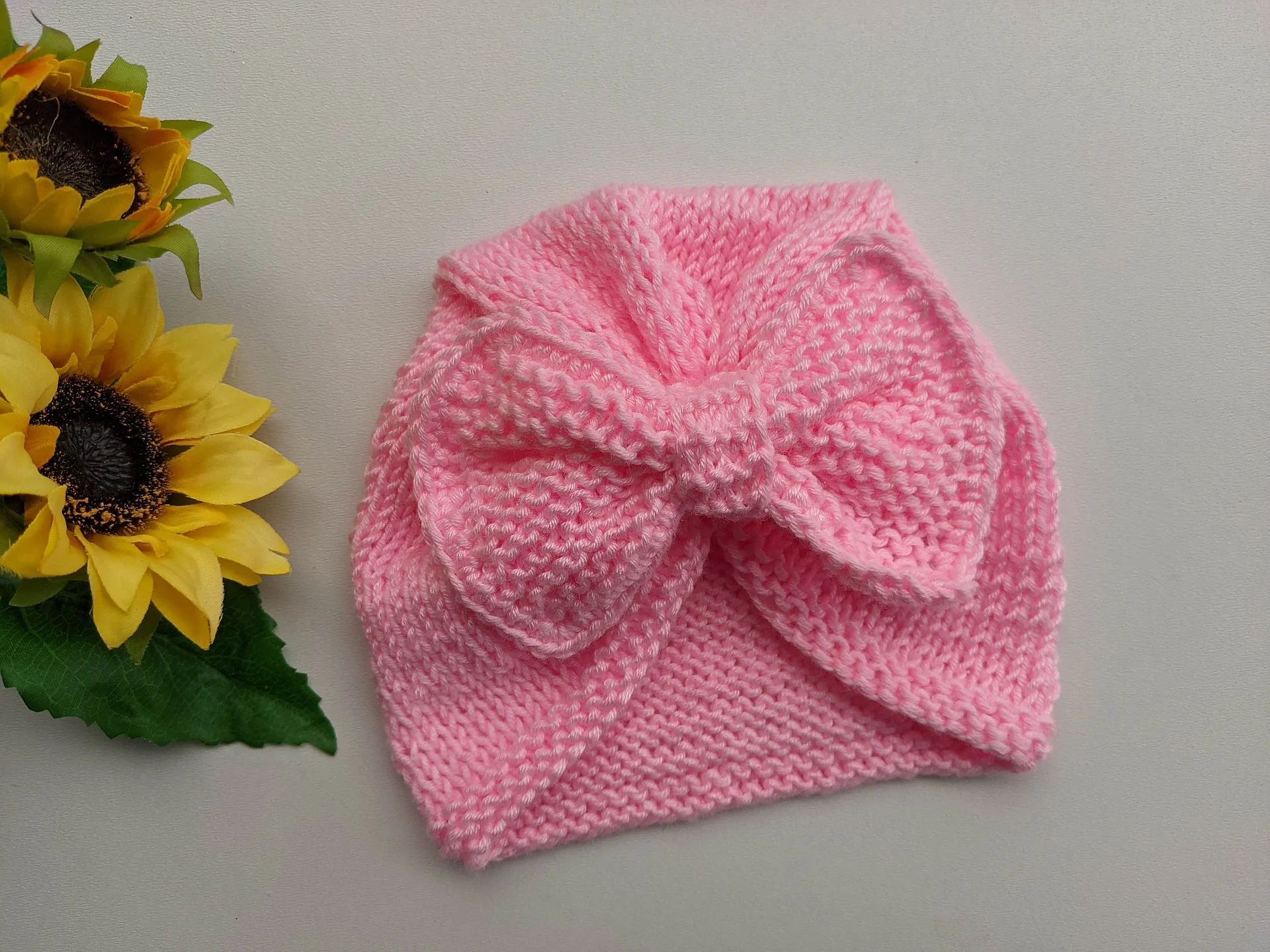 Baby Knit Turban Hat with Bow Pattern product image (5)