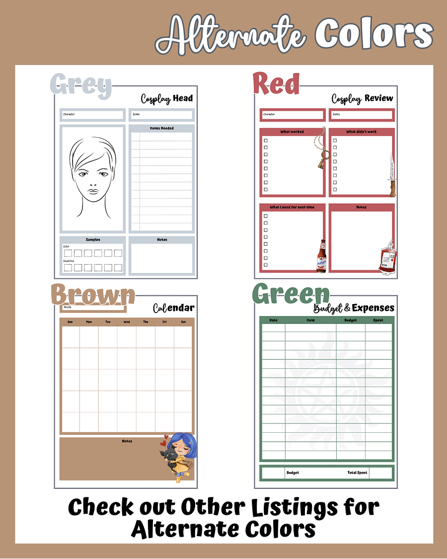 Monster Hunter Cosplay Planner – Brown Edition | 54-Page Printable PDF product image (5)