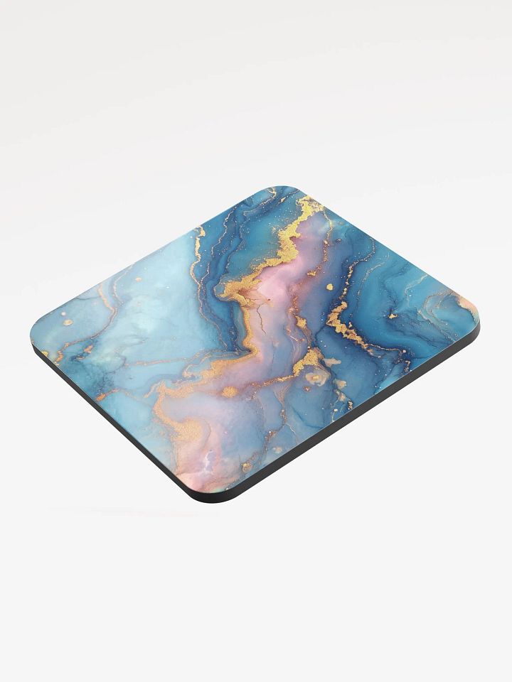 Blue Pink and Gold Alcohol Ink Glossy Cork Coaster by Treasure Pie product image (2)
