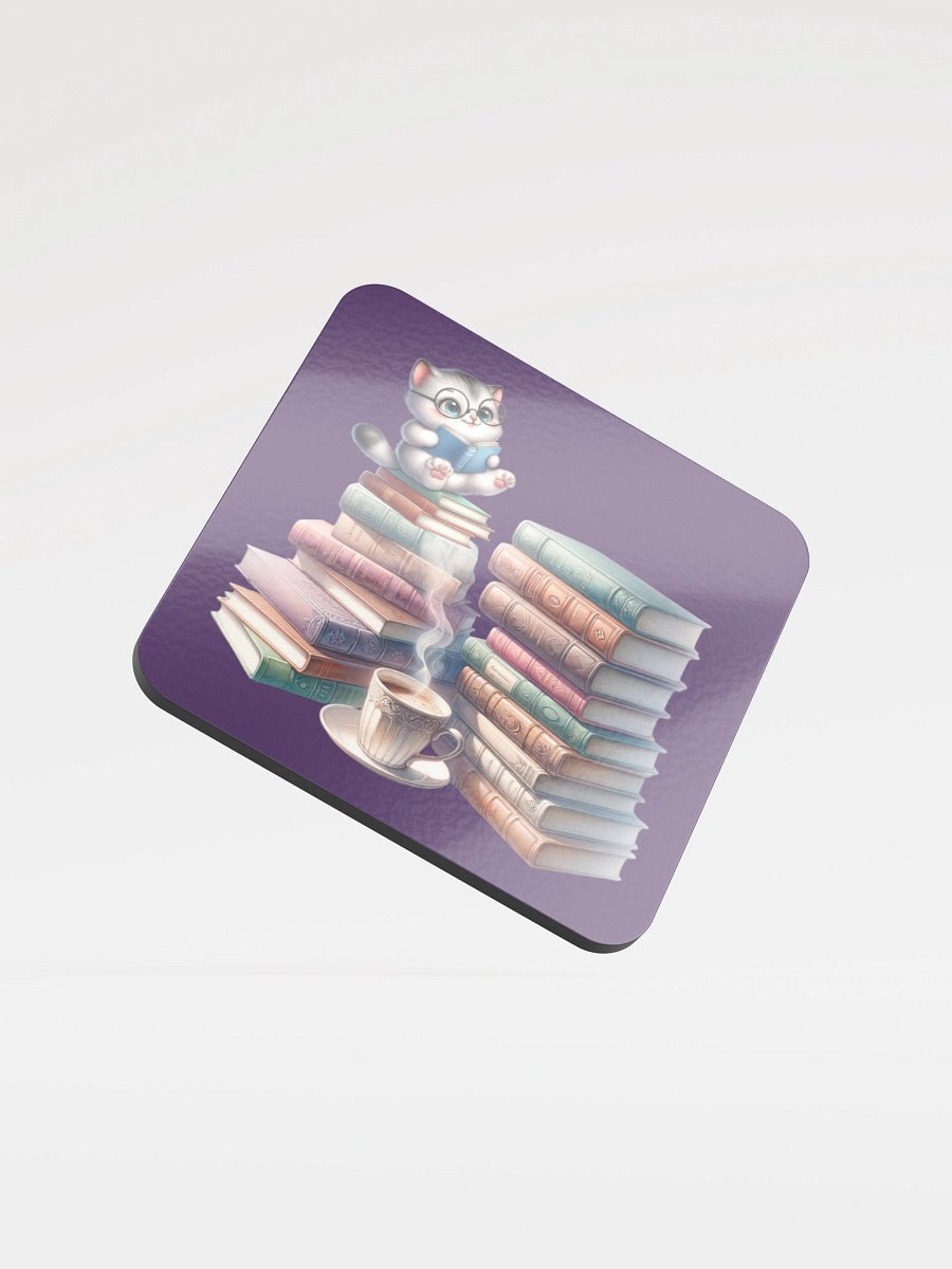 Whiskered Reader Cork Coaster product image (2)
