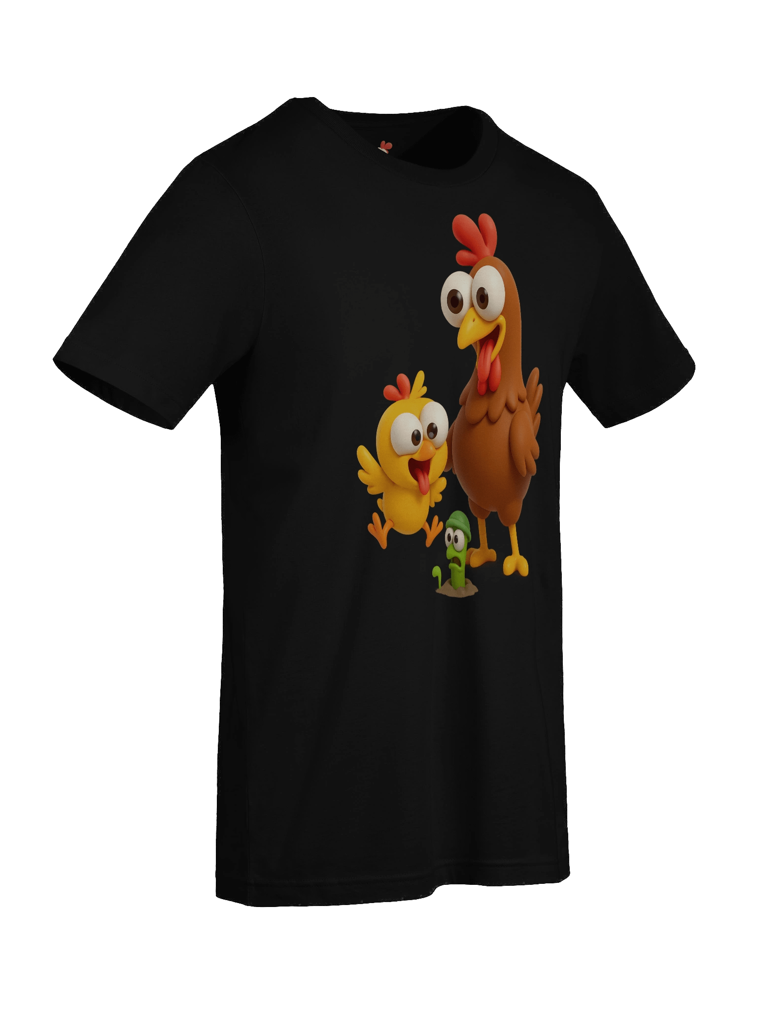 Funny Chicken Family T-Shirt – Crazy Hen, Chick and Worm Cartoon Tee product image (5)