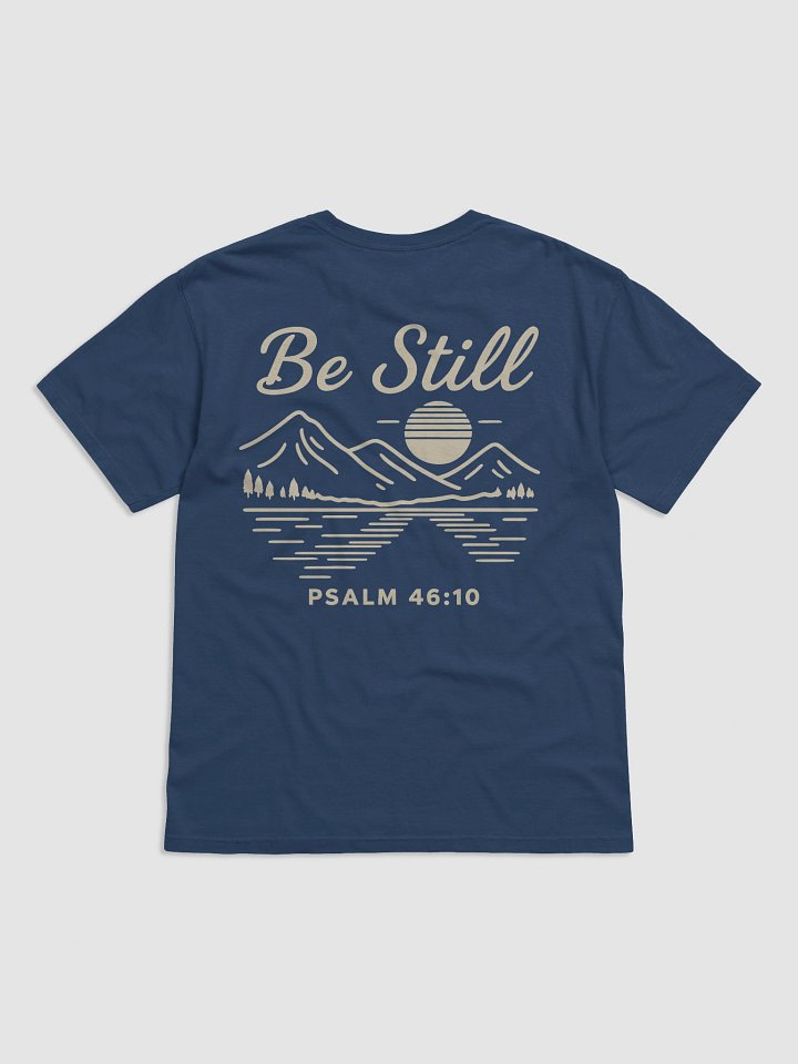 Be Still - Psalm 46:10 Bible Verse Sunset Mountain Design T-Shirt product image (1)