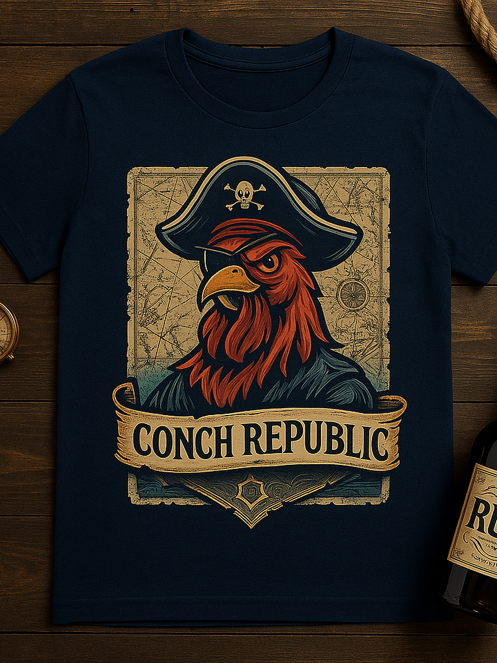 Key West Conch Republic Parrot Pirate Ultra-Soft Black Tee product image (1)