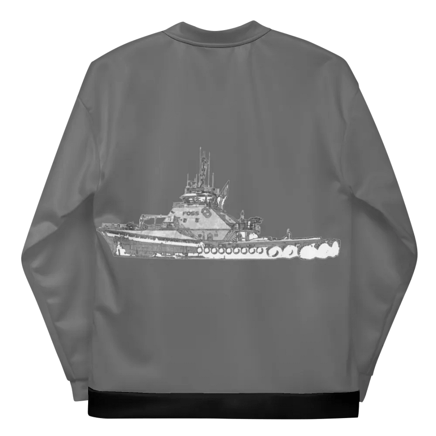 Foss Tugboat Sketch Gray Bomber Jacket product image (11)