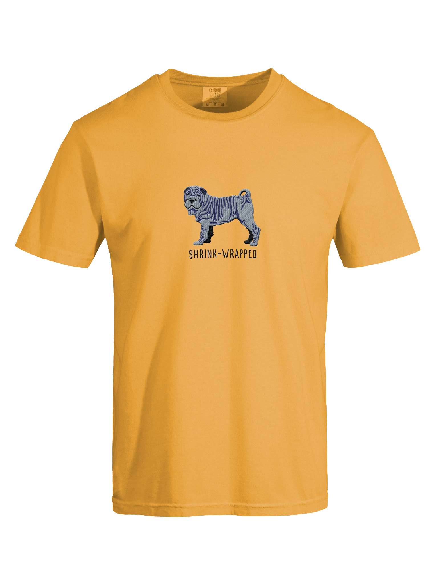 Shrink-Wrapped T-Shirt(Embroidered) of a Chinese Shar-Pei(Blue) product image (27)