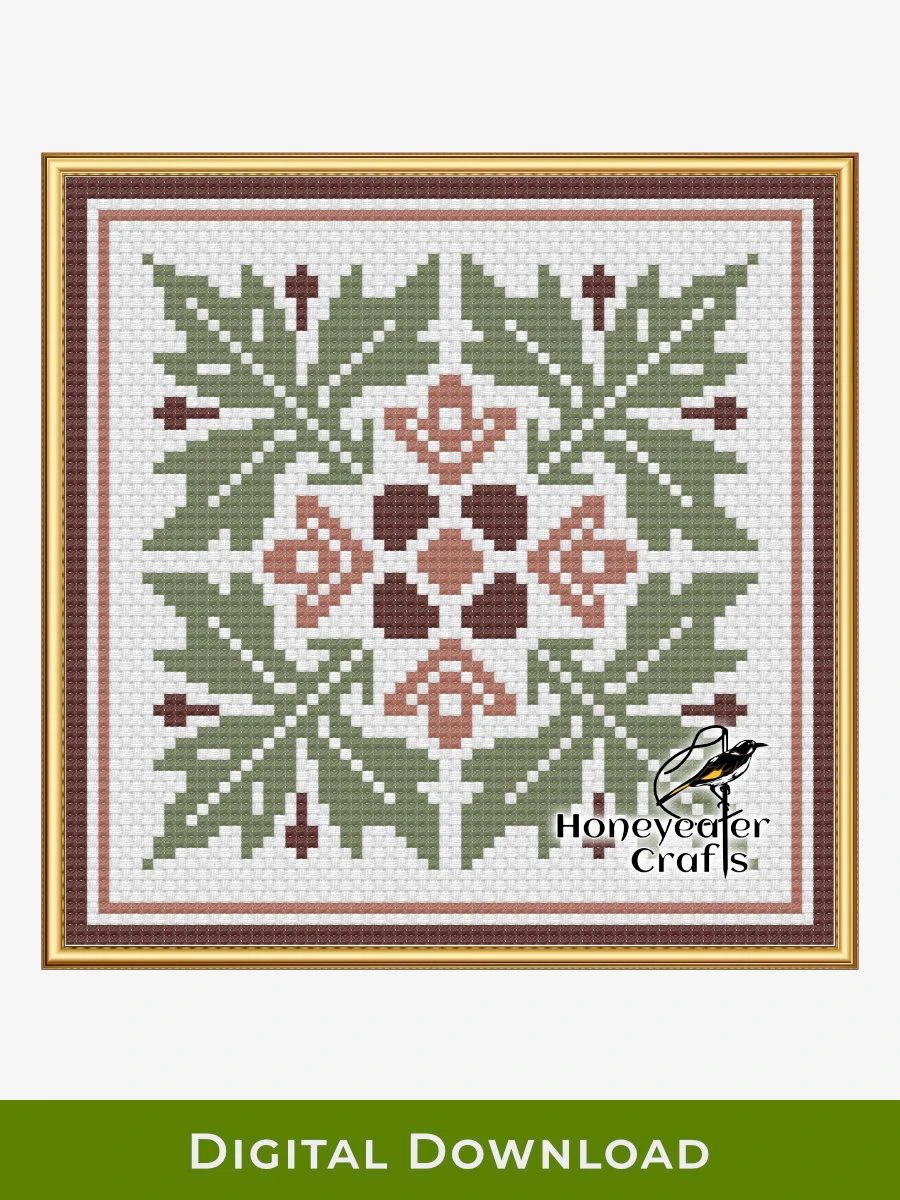 Flowers and Leaves: Abstract Cross Stitch Pattern PDF product image (1)