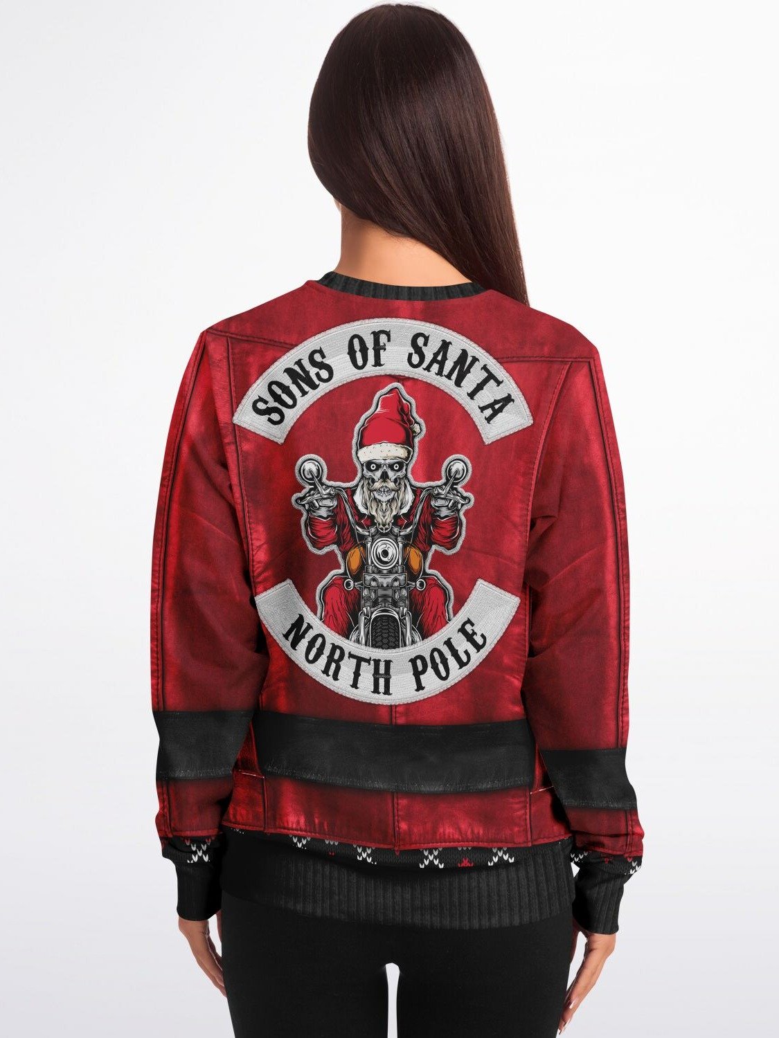 North Pole Rider Christmas Biker Jacket Sweater - Ugly Christmas Sweater with Rebellious Holiday Spirit product image (4)
