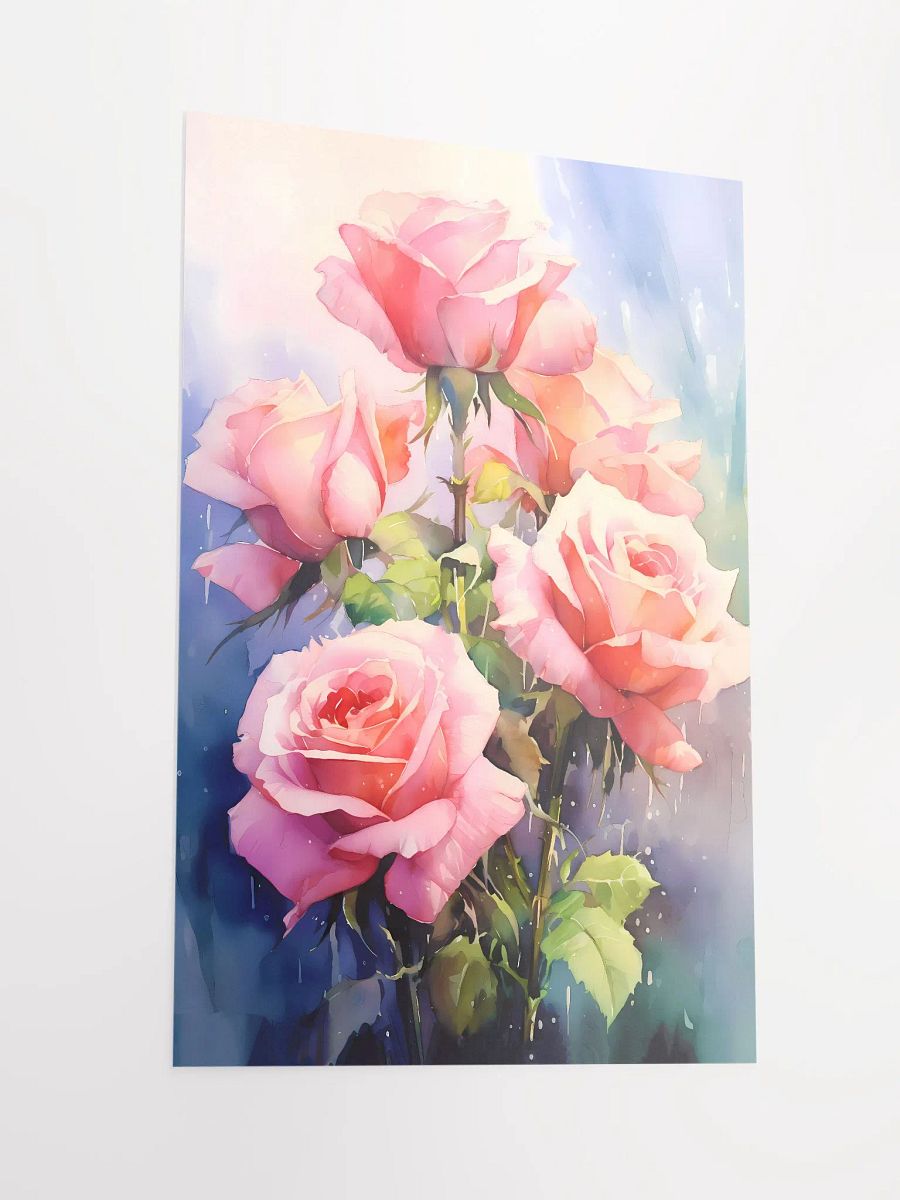 Elegant Watercolor Pink Roses: Romantic Floral Art Matte Poster product image (4)