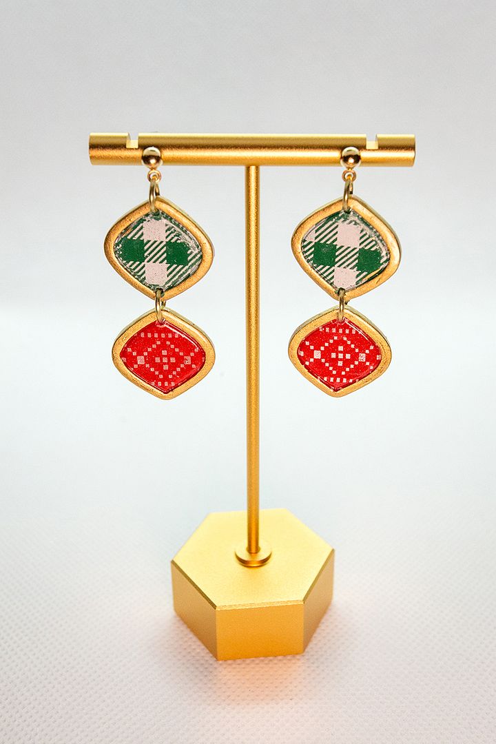 Green Plaid Ornament Dangles product image (1)
