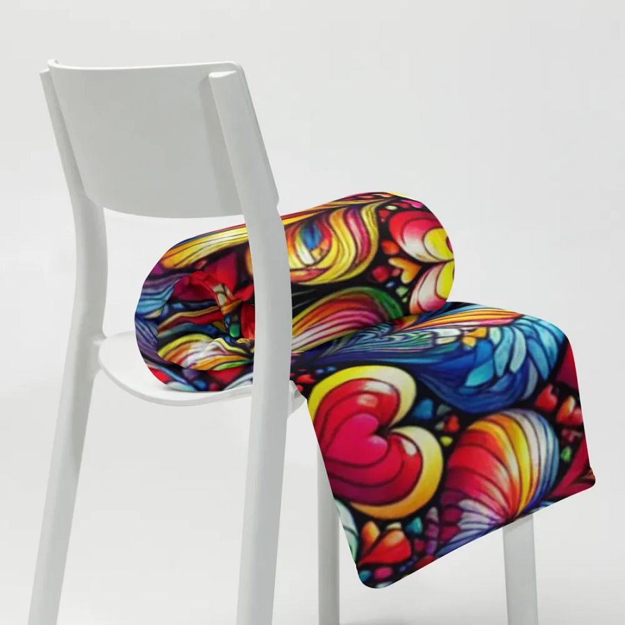 Vibrant Technicolor Hearts Throw Blanket product image (1)
