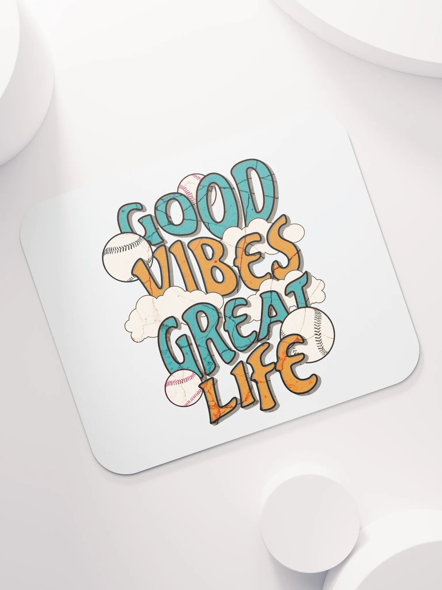 Good Vibes Great Life Baseball Mouse Pad product image (5)