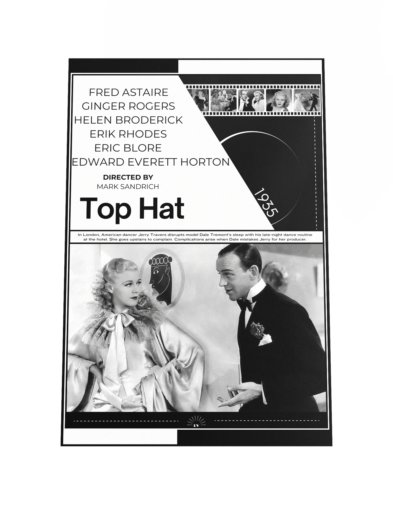 Top Hat with Fred Astaire and Ginger Rogers 1935 | Movie Poster | 12x18 Wall Art product image (1)