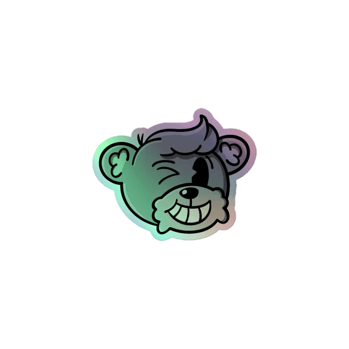 Winkin' Bear Sticker - Greyscale product image (1)
