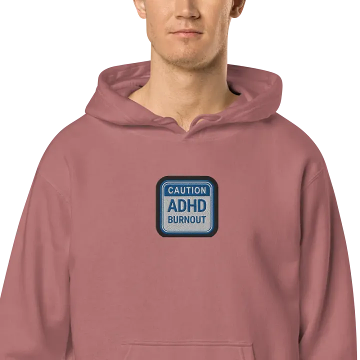 CAUTION: ADHD BURNOUT embroidered pigment hoodie (royal bubble design) product image (2)