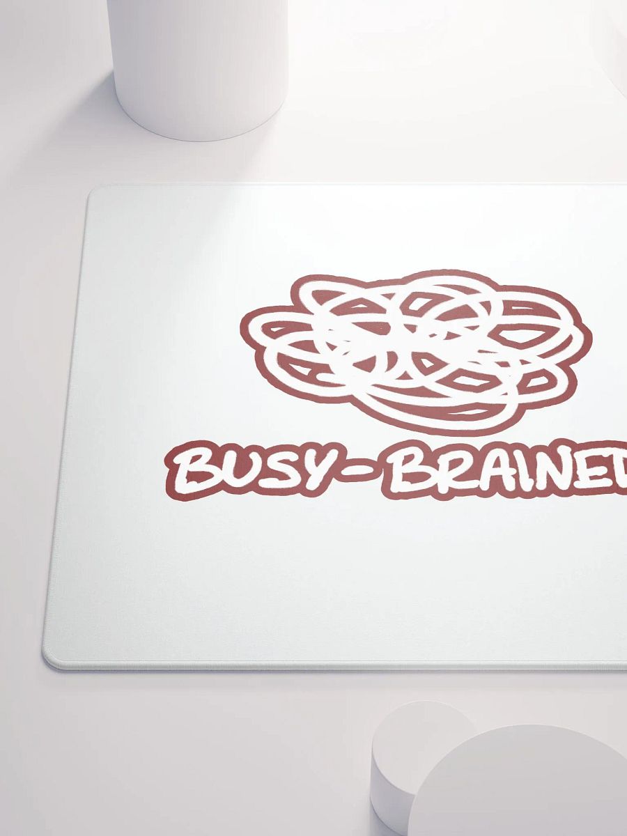 BUSY-BRAINED (lined design, #6D1616) mouse pad product image (6)