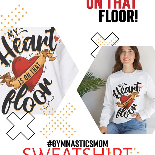 A white sweatshirt for every gymnastics mom who supports their gymnast and their team! Don't we all have our hearts in our mo...