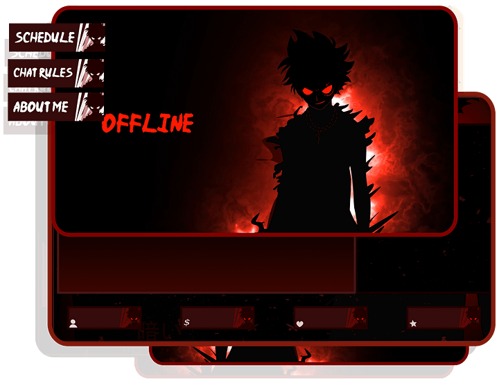 DARK ANIME Stream Overlay Pack, Anime Overlay pack, Anime Twitch Overlay, Gaming Stream Overlay, Red Overlay Twitch, Phonk Twitch Overlay product image (1)