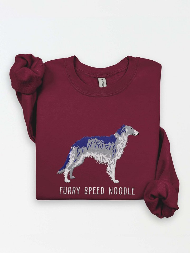 Furry Speed Noodle Sweatshirt (Embroidered) of a Borzoi(Blue & White) product image (1)