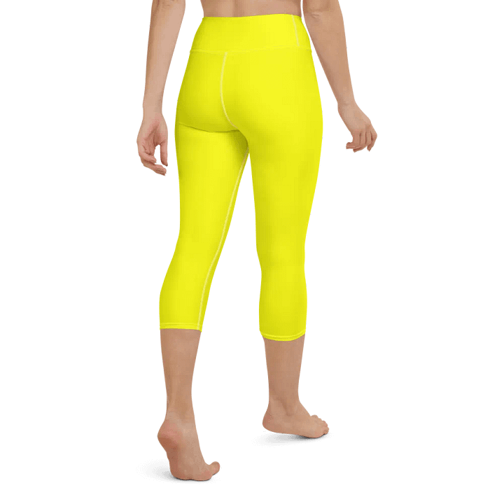 Plain Color Yellow Yoga Capri Leggings product image (2)
