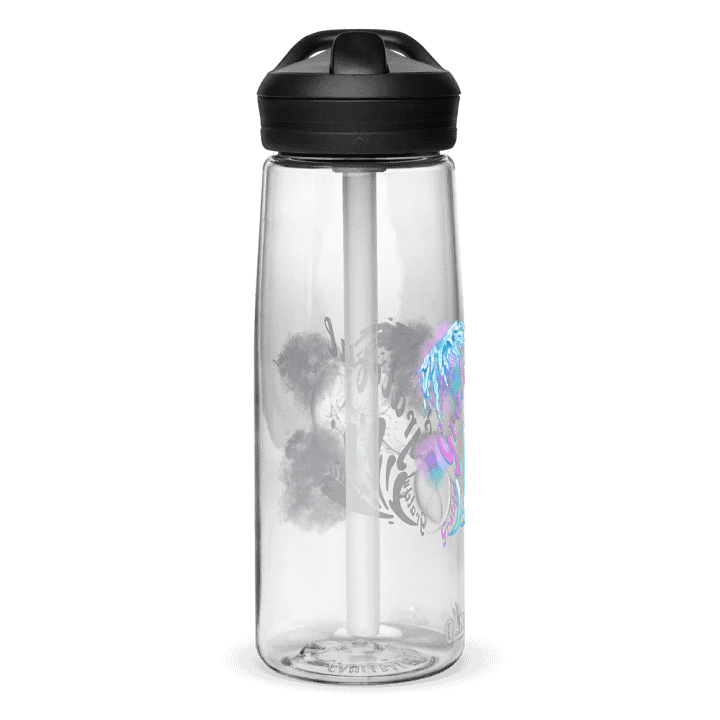 Camelback water bottle with beautiful swirly blue water splash and drops design featuring “ grateful’ product image (2)