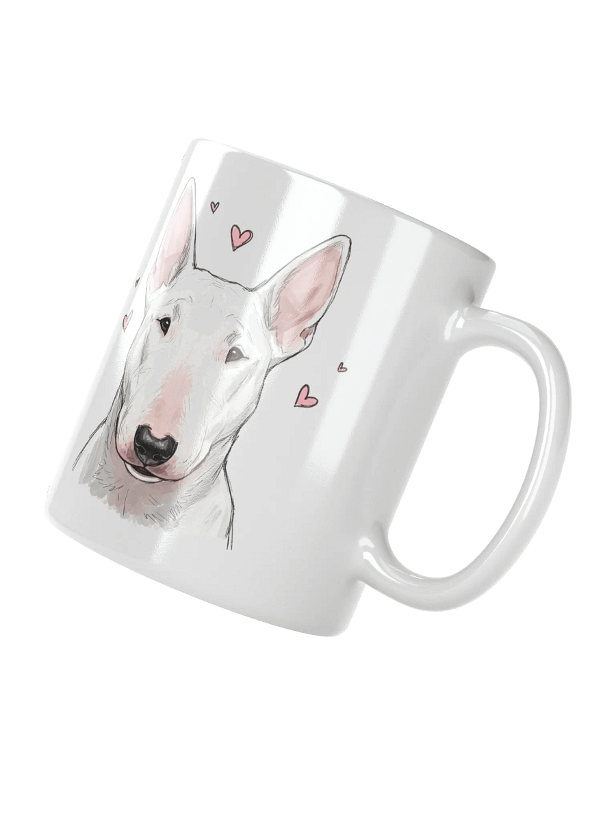 Bull Terrier With Pink Hearts Sketch-y Art Chic Small Ceramic Mug product image (5)