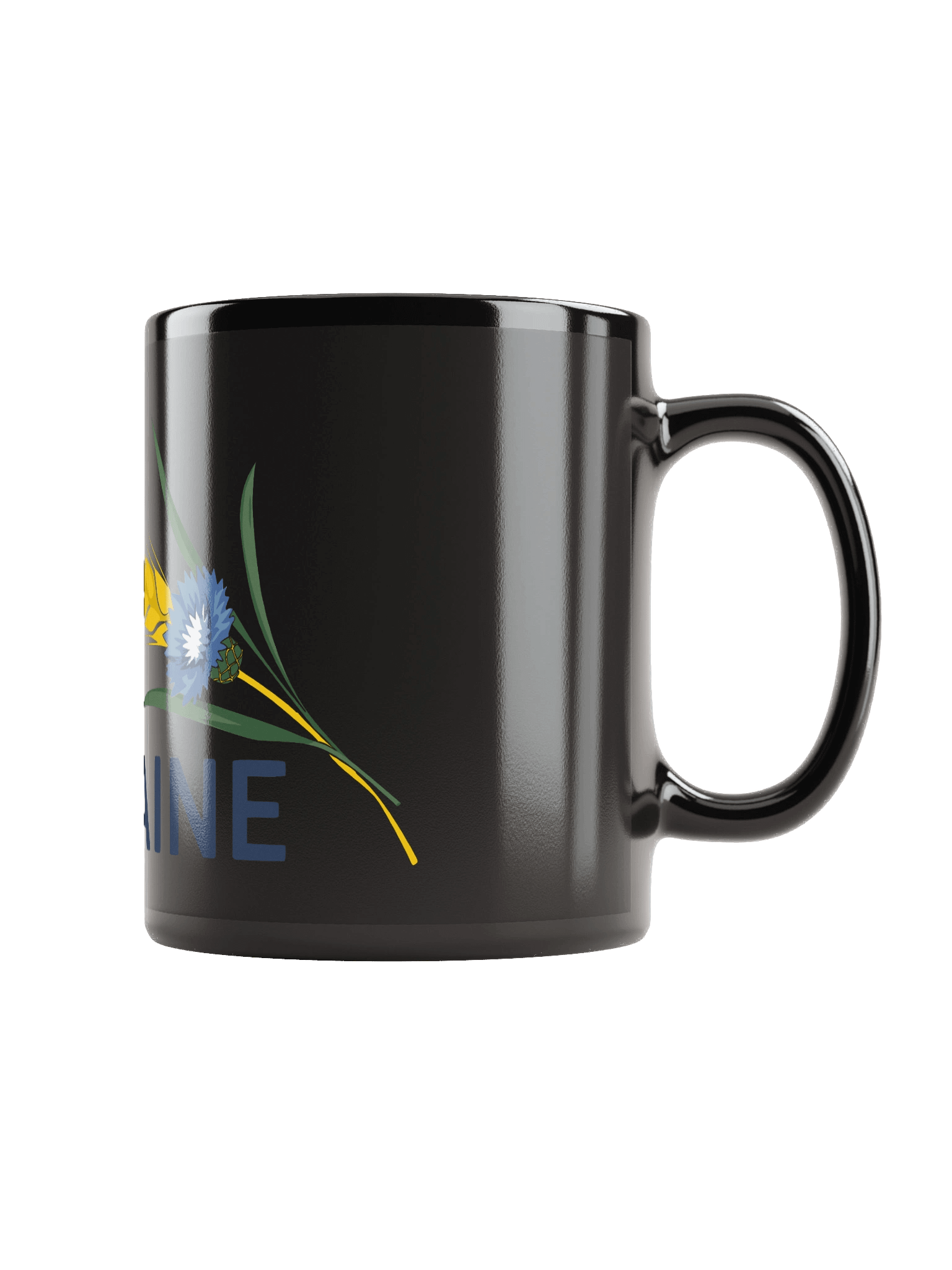 Ukraine Wheat Cornflower Agricultural Heritage Ukrainian Symbol | Black Glossy Mug product image (1)
