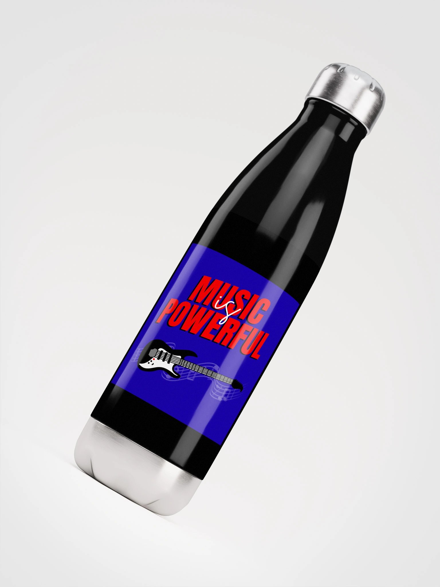 MUSIC IS POWERFUL Steel Water Bottle product image (4)