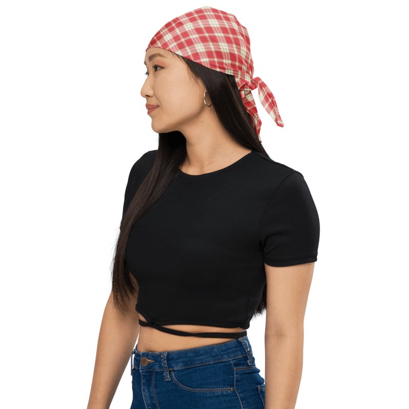 Coral Pink Plaid Bandana product image (1)