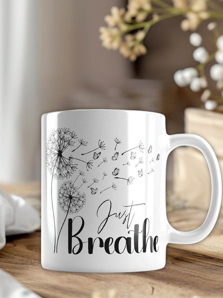 Just Breathe Black Dandelion Ceramic Mug product image (2)