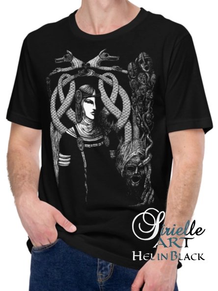Hel in Black Regular Fit Supersoft Bella Canvas T-Shirt Norse Mythology product image (2)
