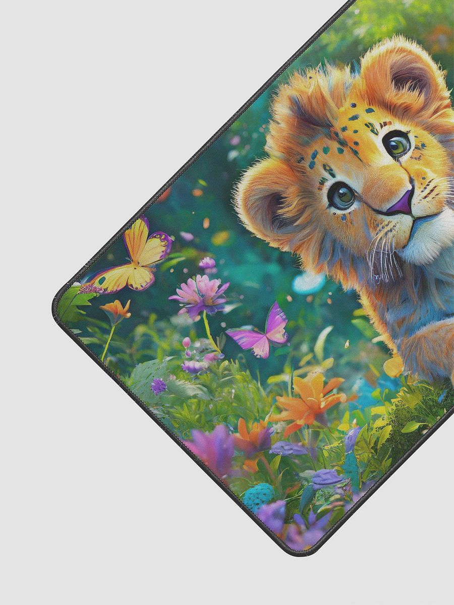 Adorable Baby lion with Butterflies wild life -Gaming Desk Mat 15.5