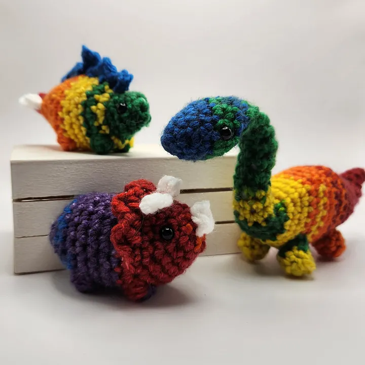 Set of 3 Pride Mini Dino Amigurumi product image (1)