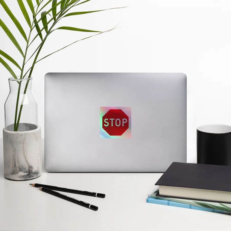 "STOP" Holographic Stop Sign Sticker product image (12)