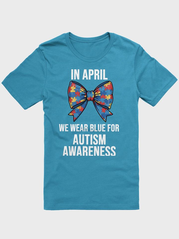 In April We Wear Blue - Autism Awareness Bow Puzzle T-Shirt product image (4)