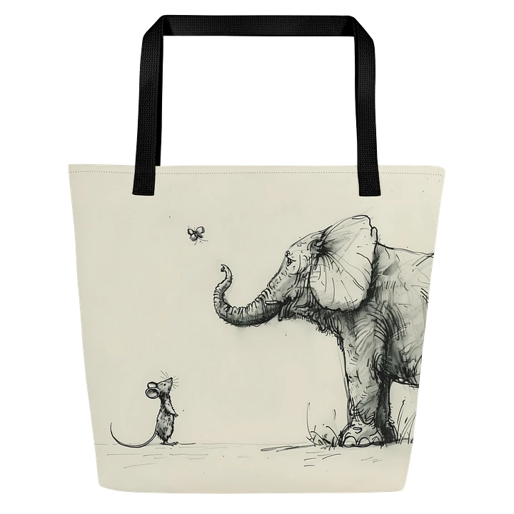 Tote Bag: Mouse and Elephant Unexpected Friendship Enjoy the Simple Moments Minimalist Design product image (1)