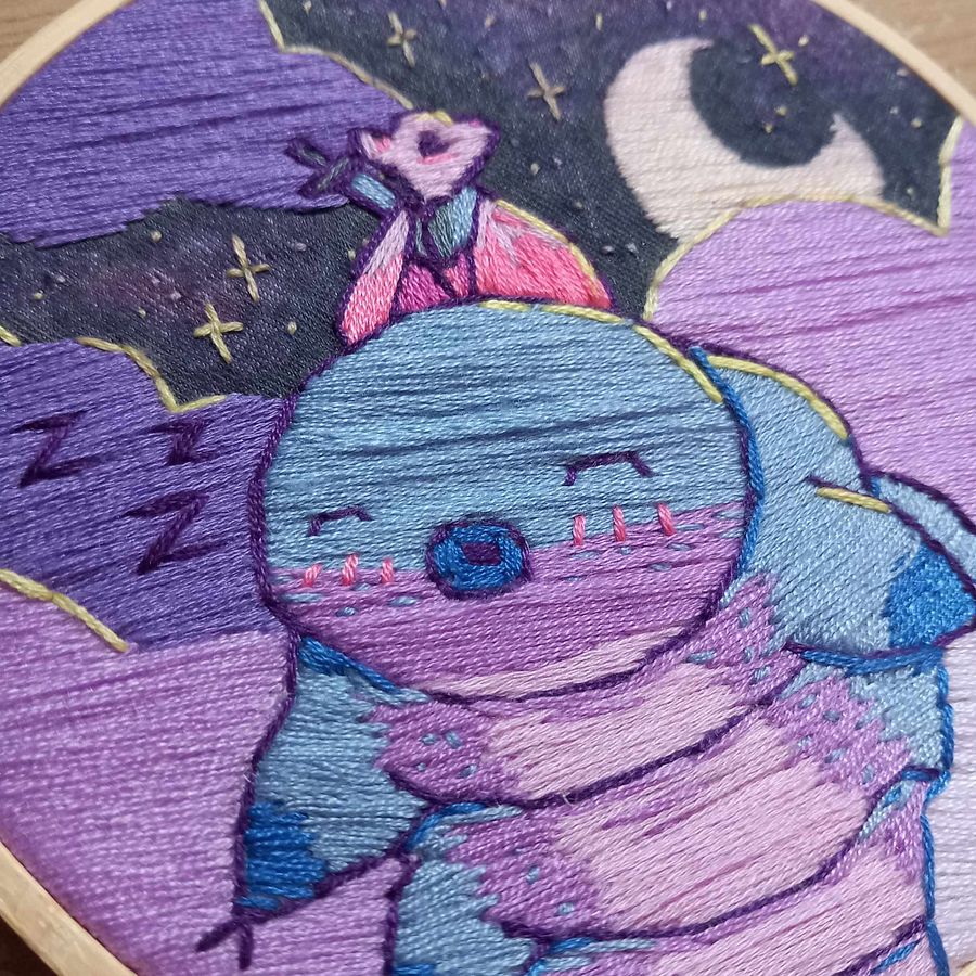 Sleepy Tardigrade Embroidery Hoop Art product image (3)