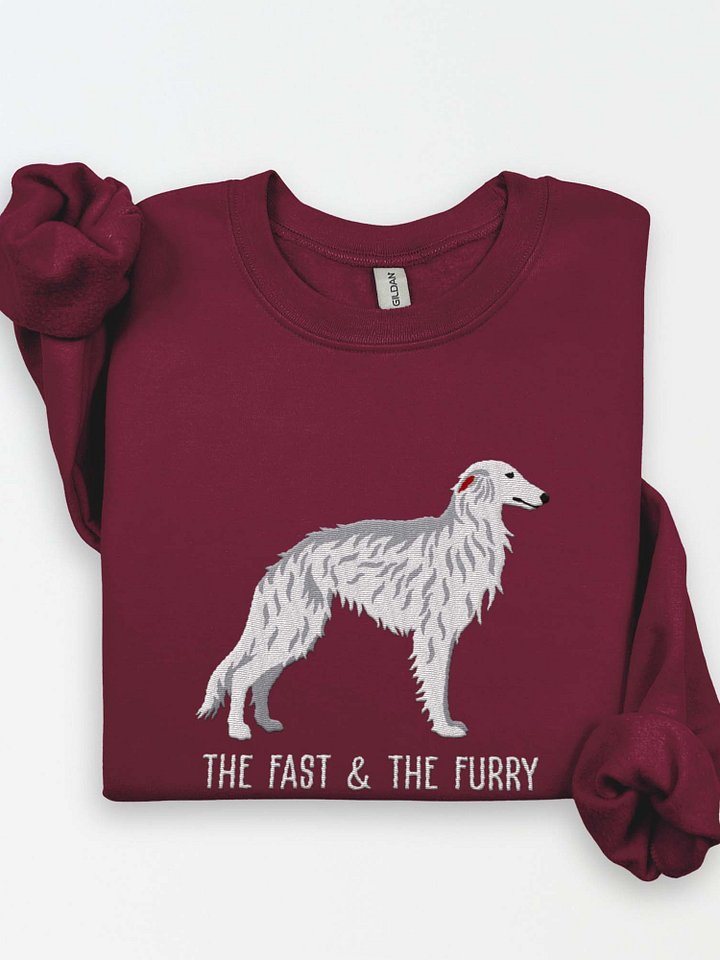 The Fast & The Furry Sweatshirt (Embroidered) of a Silken Windhound(White) product image (1)