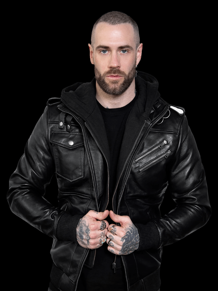 Mens Onyx Leather Moto Jacket product image (1)