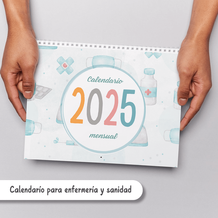 Calendario 2025, Imprimible, Enfermeras y TCAEs, A4 product image (1)