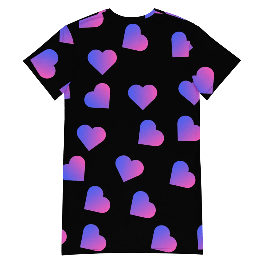 Love Pattern Pink Hearts on Black Background Ladies T Shirt Dress product image (6)