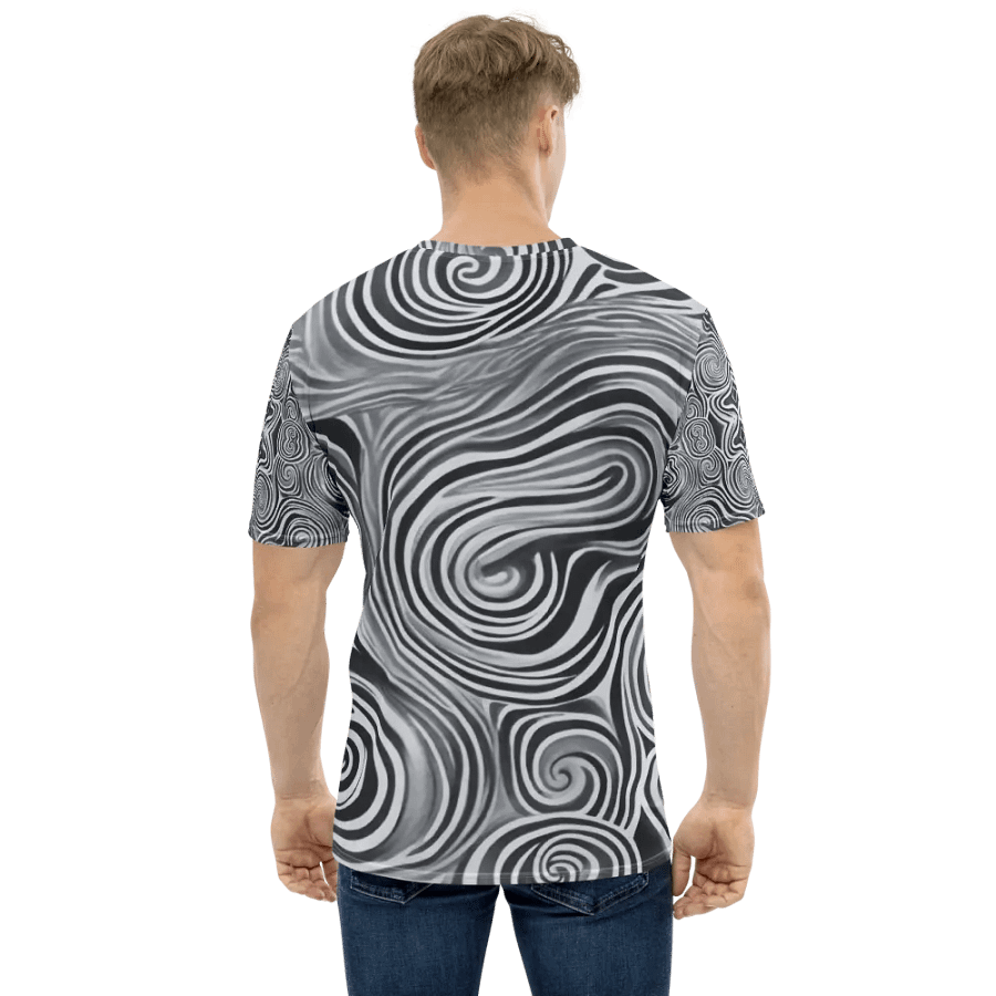 Funky Black and White Noir Liquid Tie-Dye Men's T-shirt product image (2)