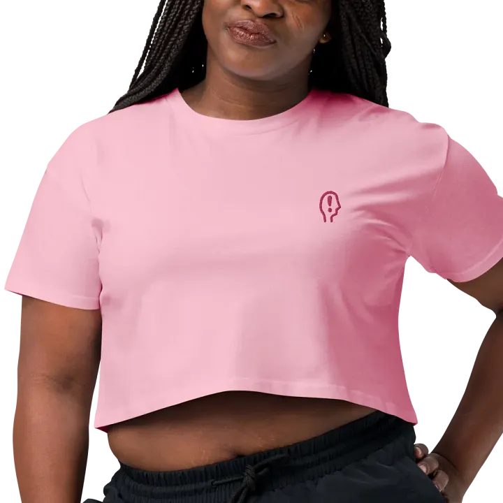 EXCLAIMING MENTALLY (L.C. pink) embroidered cotton crop top product image (8)