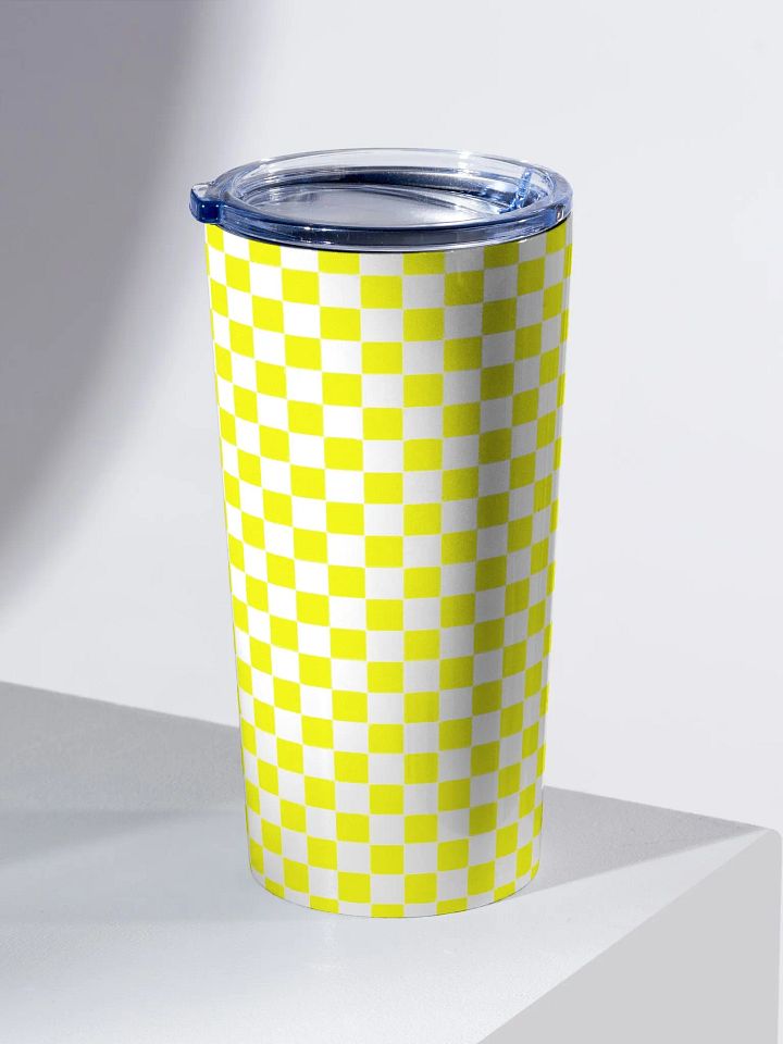 Checkered! Neon Yellow and White Checkers 20 oz Stainless Steel Tumbler product image (2)