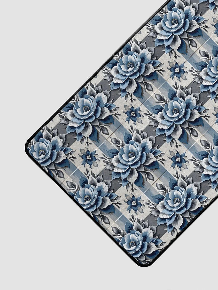 Desk Mat (31.5x15.5 inches) - Painted Tile Floral Pattern 2 in Shades of Blue product image (3)