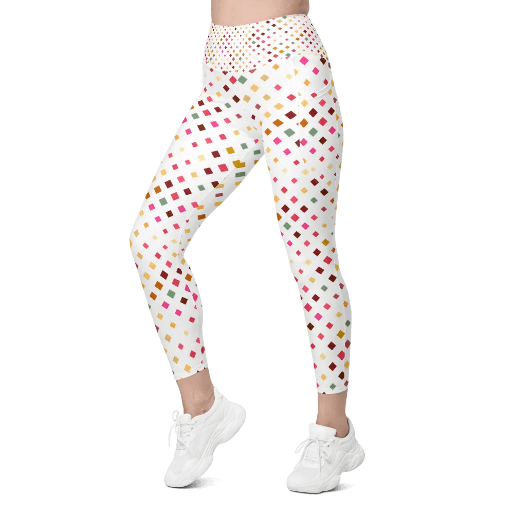 Colorful Square Pattern Design Leggings with Pocket - v7 product image (8)
